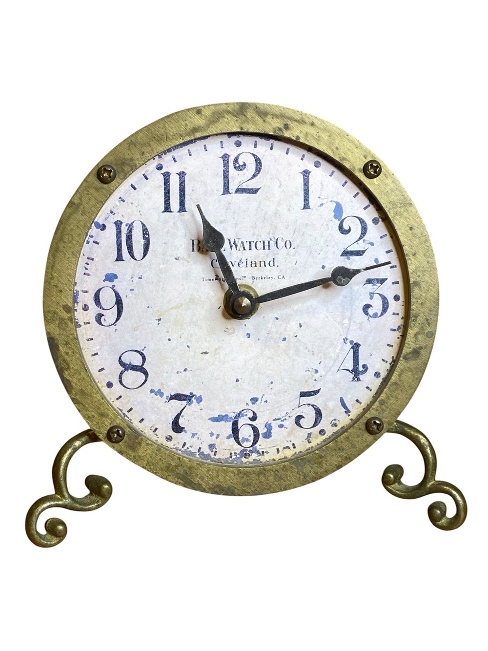 Timeworks Antique Vintage Brass Footed Battery Operated Clock